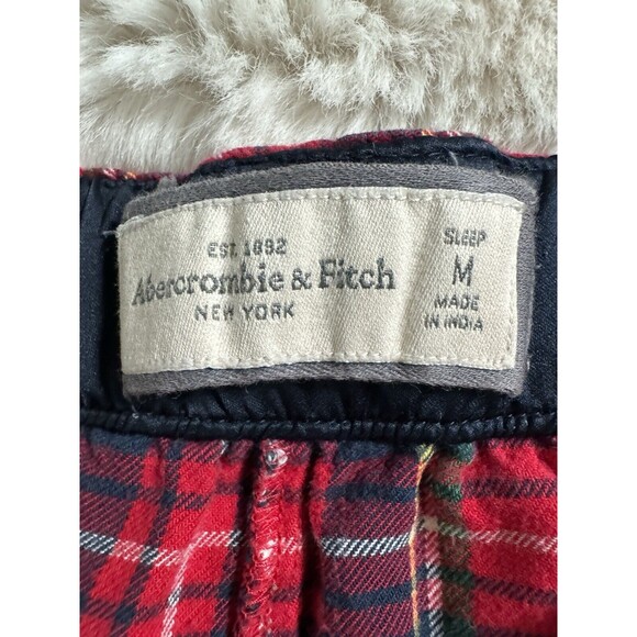 Abercrombie & Fitch Flannel Pants Men Medium Red Plaid Holiday Pockets M - Picture 5 of 7